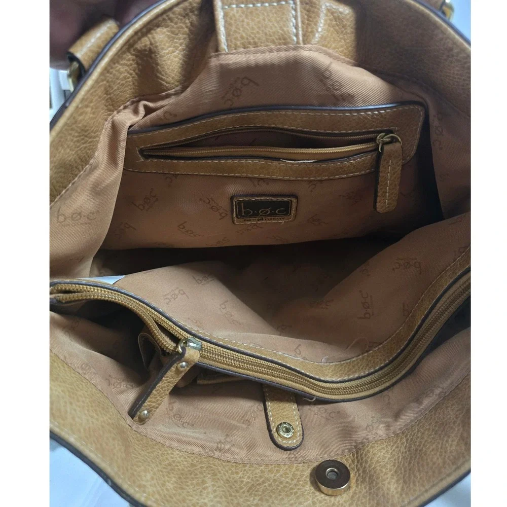 BOC Born Concept Womens Tote Bag Black Tan Pebbled‎ Faux Leather Shoulder Bag